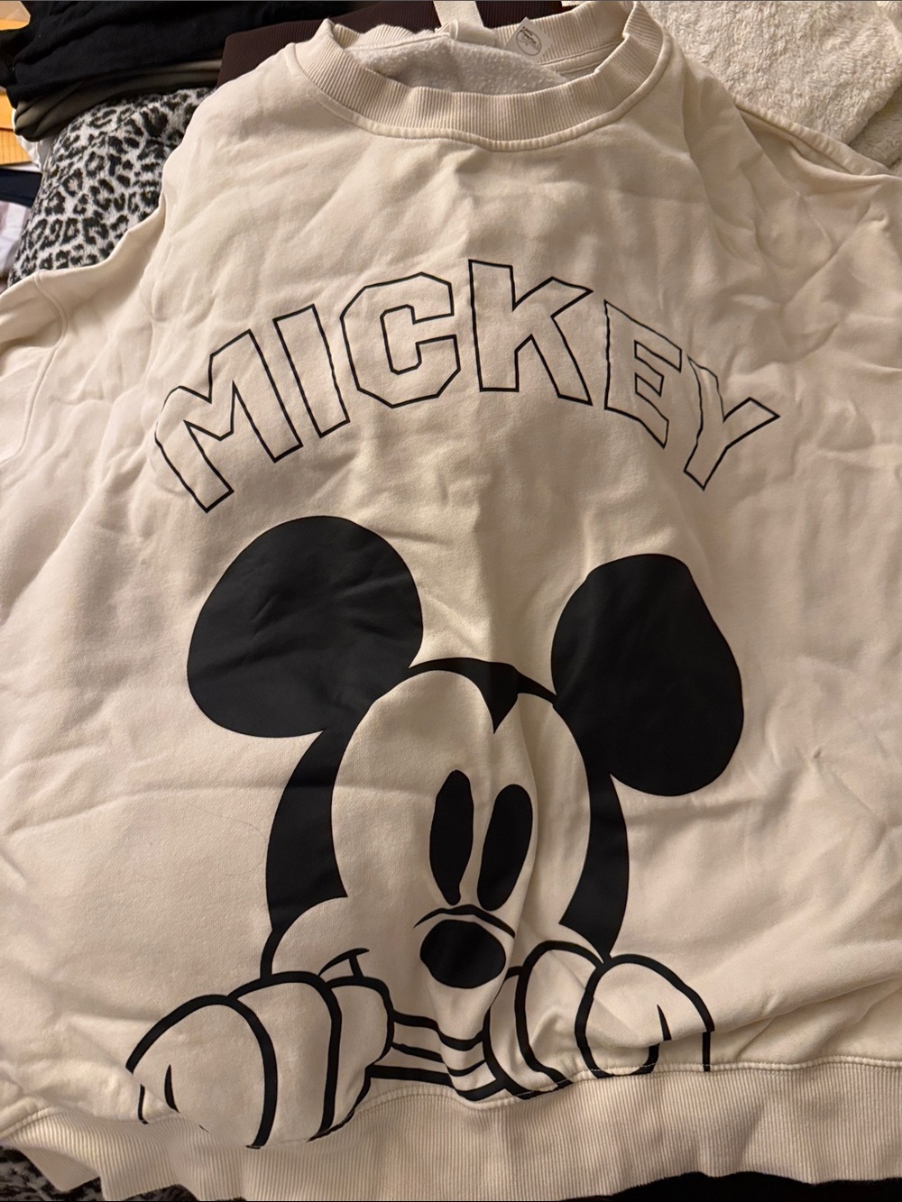 Disney cream Sweatshirt with Black Mickey Graphic
